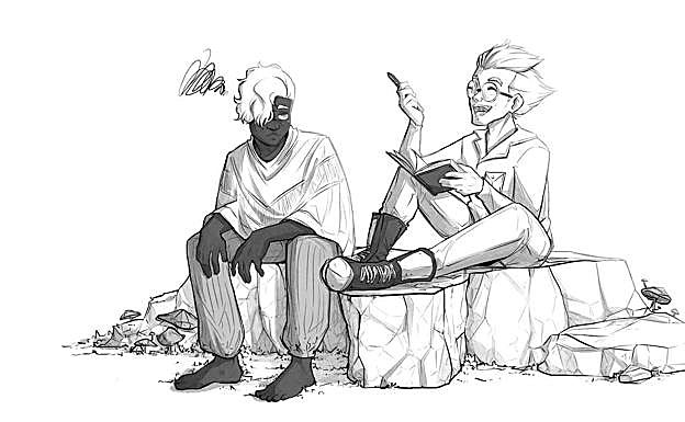 Imagen principal - Portada y una de las ilustraciones de 'La Cueva', con su autor, Kaos. 