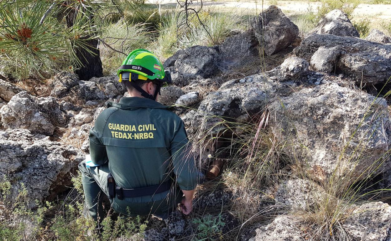 La Guardia Civil destruye un proyectil de la Guerra Civil aparecido en Cumbres Verdes. 