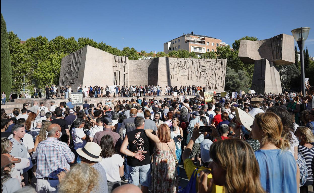 Plaza de Colón, en una de las múltiples protestas que acoge.