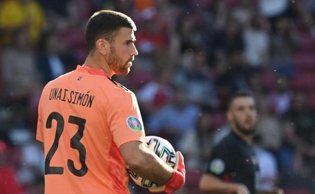 Unai SImón, en el partido de España ante Croacia. 