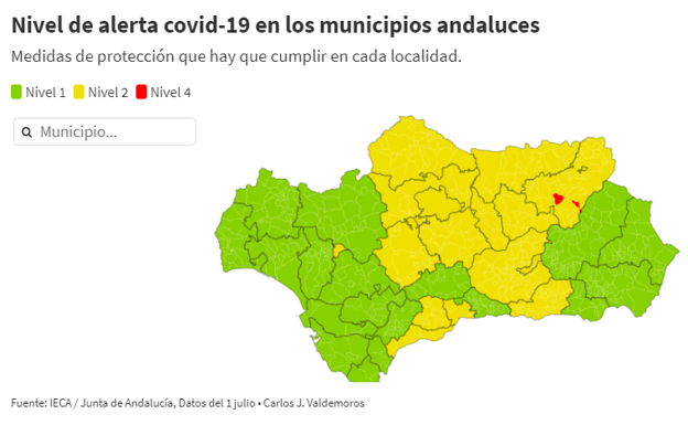 Consulta el nivel de alerta y las restricciones de cada municipio de Andalucía los próximos siete días