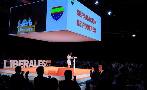 La presidenta de Ciudadanos, Inés Arrimadas, durante su intervención 