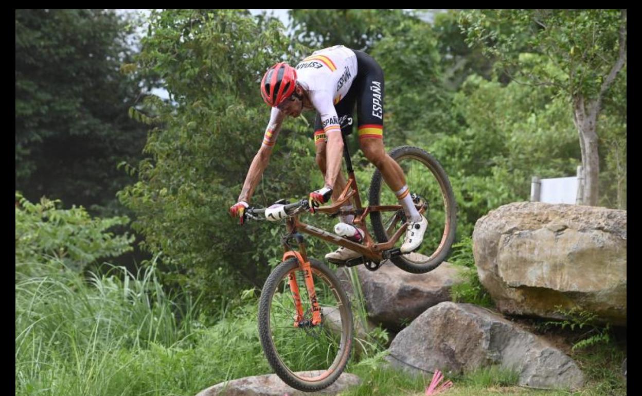 David Valero durante la carrera. 