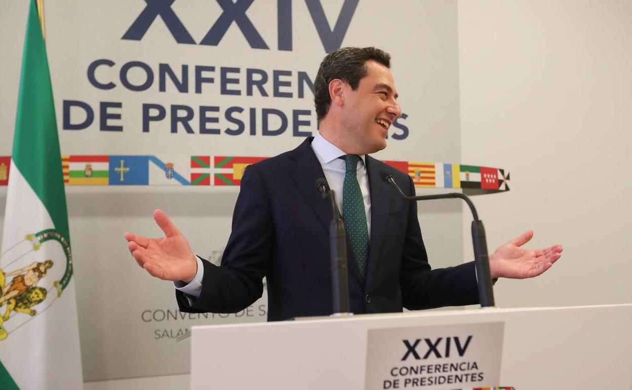 Juanma Moreno, ayer tras la Conferencia de Presidentes. 