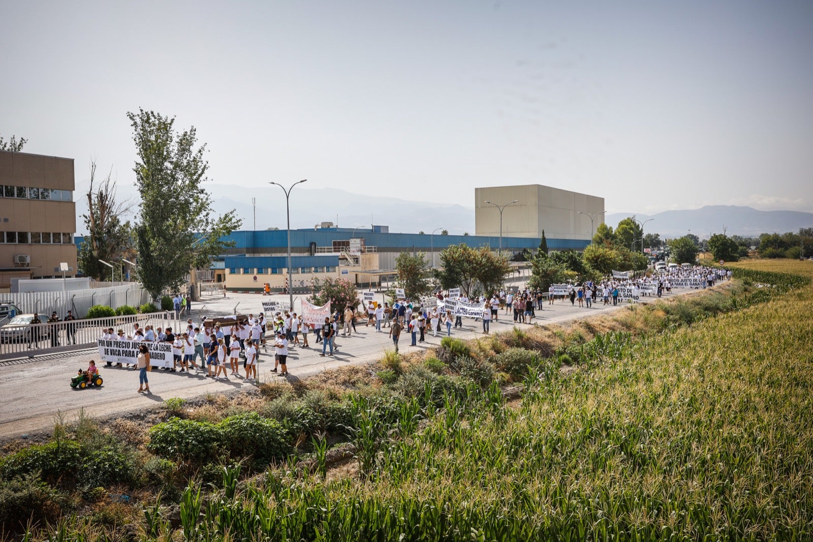 Medio millar de personas y 50 tractores apoyan a los productores por unos precios justos de la leche