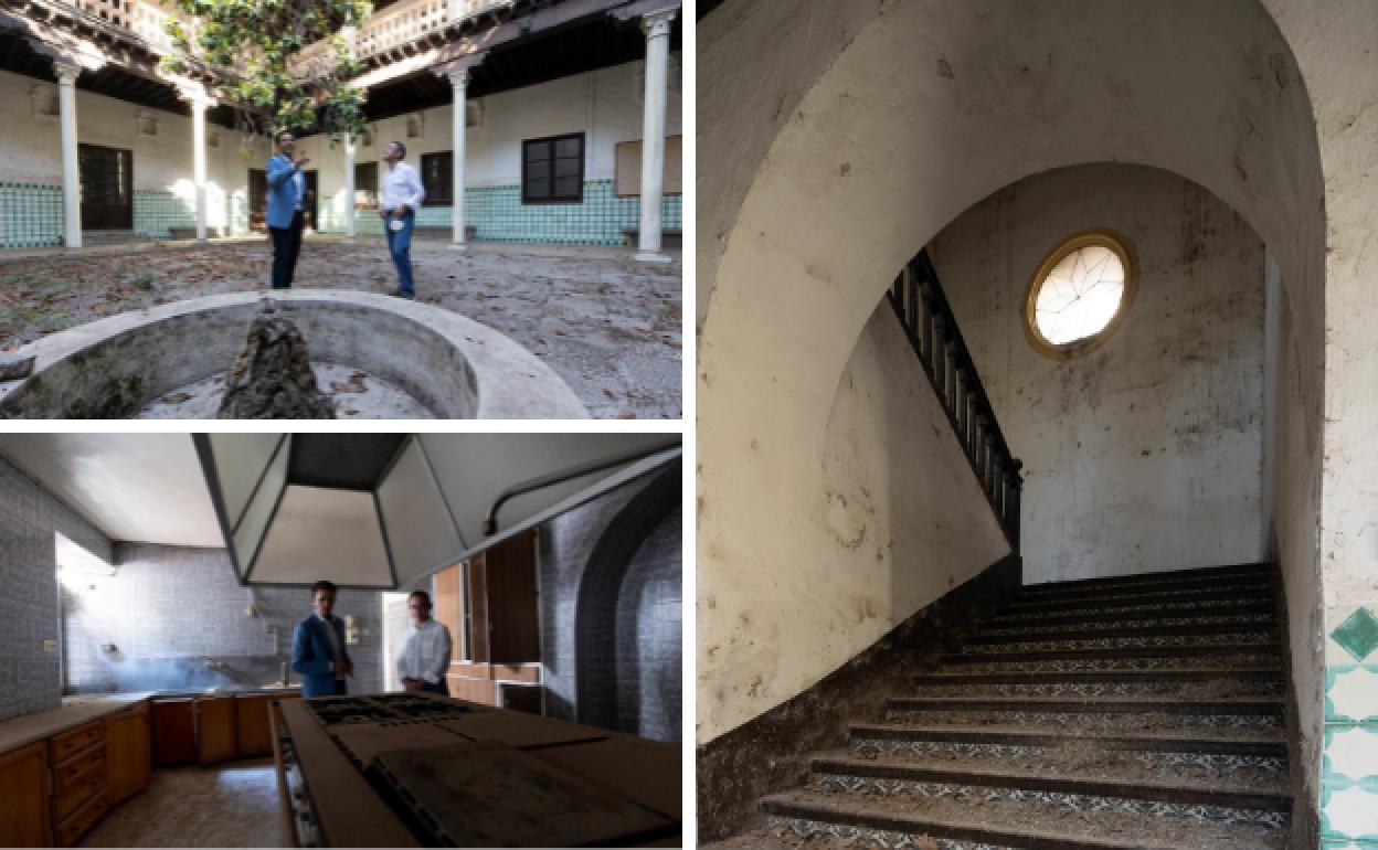 Tres de las estancias de Casa Ágreda, con el alcalde y el concejal de Urbanismo.