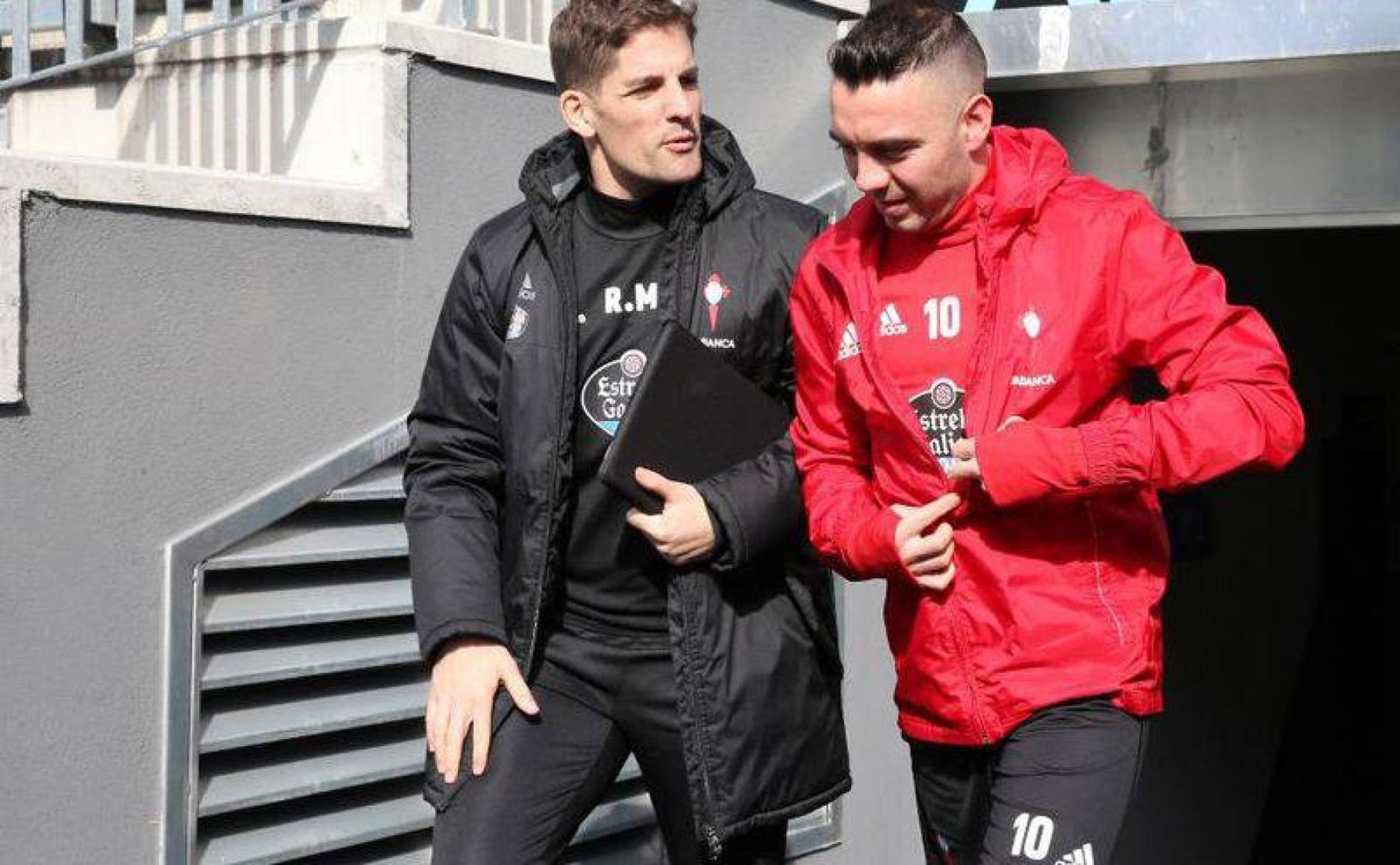 Robert Moreno con el genio celeste, Iago Aspas. 