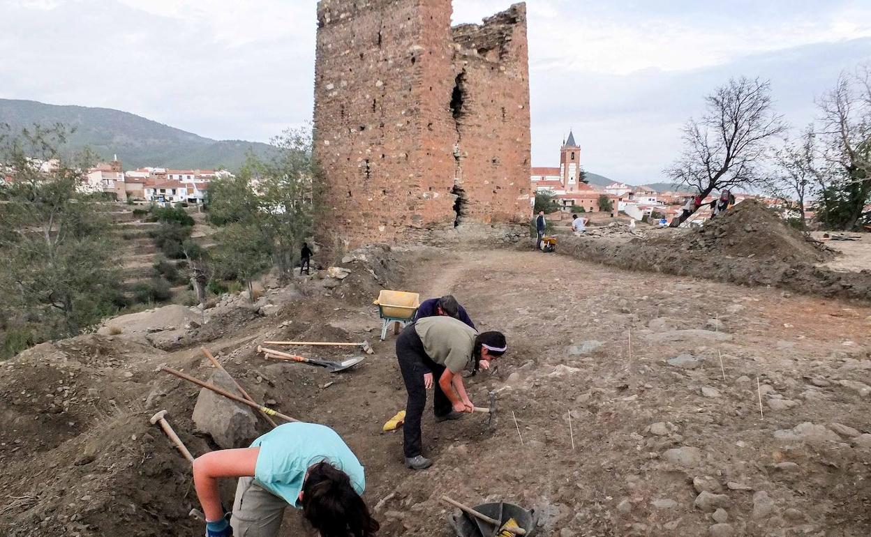 Trabajos de restauración en la Torre del Alcázar de Jérez. 