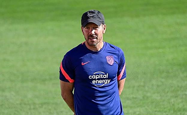 Diego Simeone, técnico del Atlético, en el último entrenamiento. 