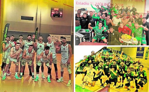 Los tres equipos 'posan' para festejar el estar en lo más alto de cada clasificación.