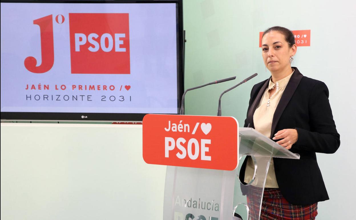 La parlamentaria socialista Mercedes Gámez, en rueda de prensa. 