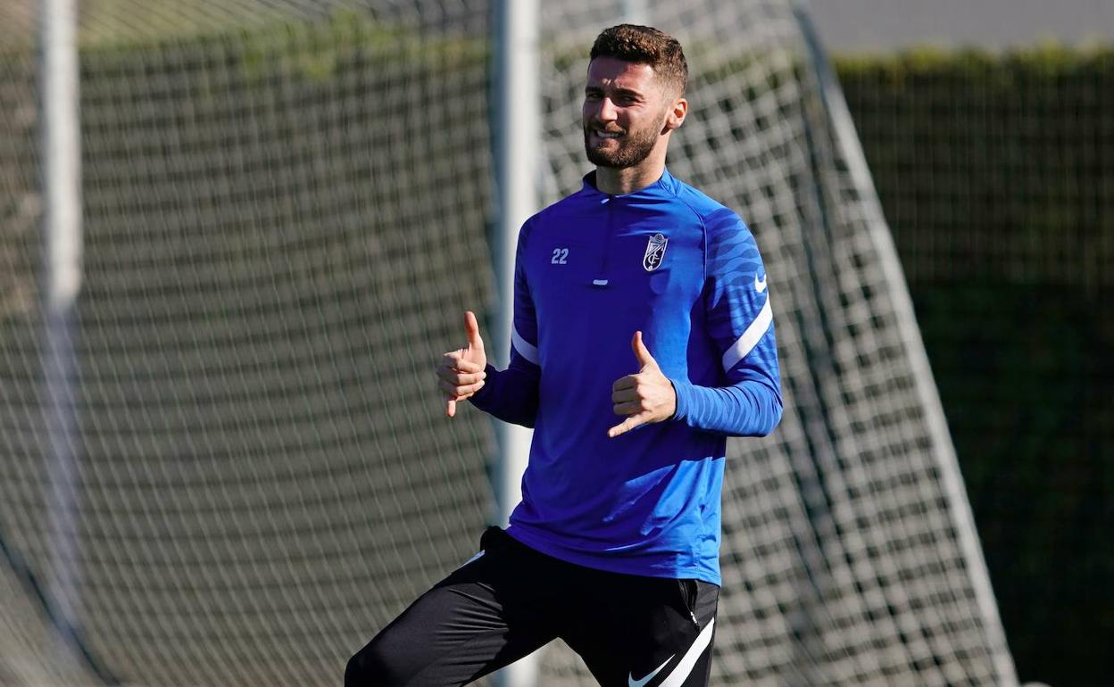 Domingos Duarte, en el trabajo individualizado de este martes. 