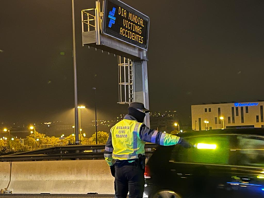 Uno de los agentes con un coche parado.