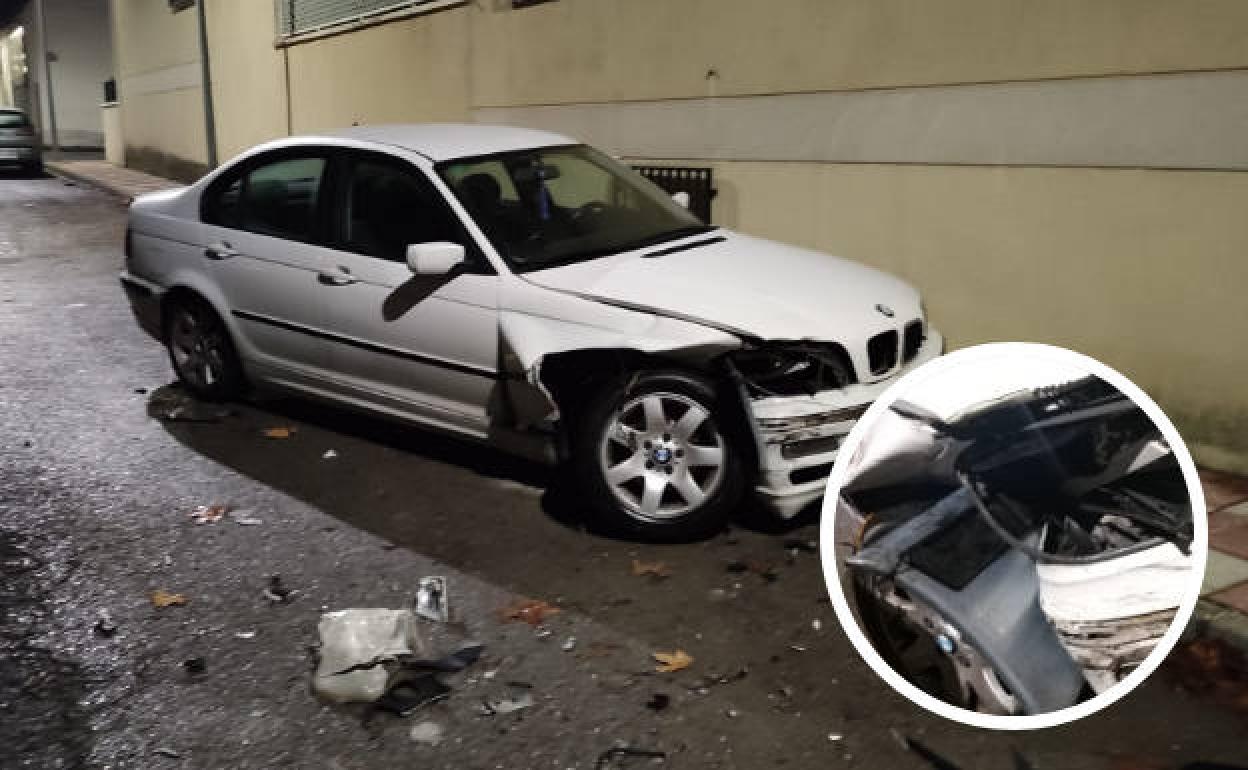 Estado en el que encontraron el coche tras el golpe.