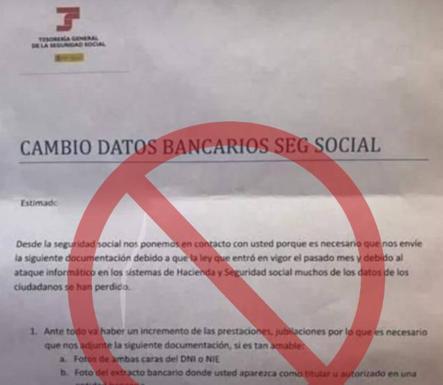 La Seguridad Social advierte de la falsa carta con datos bancarios que llega al buzón