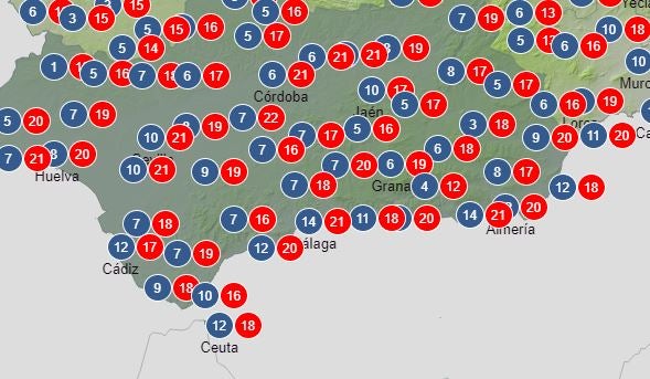 Temperaturas en Andalucía para sábado