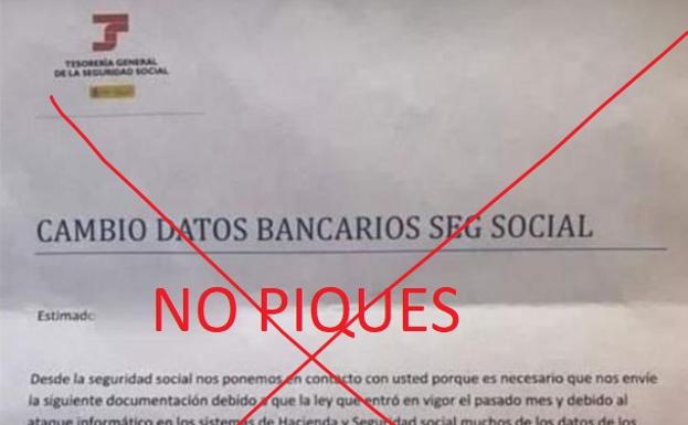 Aviso de la Seguridad Social por la falsa carta con datos bancarios que llega a cientos de personas