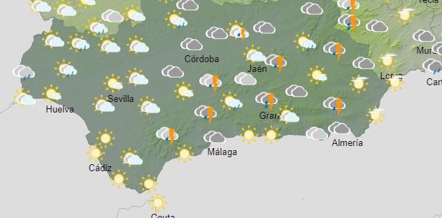 Tormentas en Andalucía este miércoles