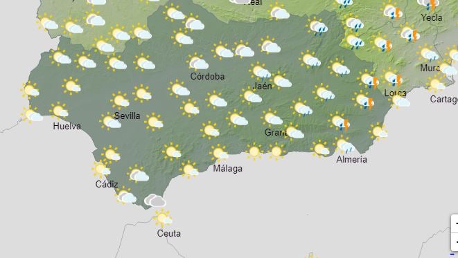 Tiempo el lunes en Andalucía