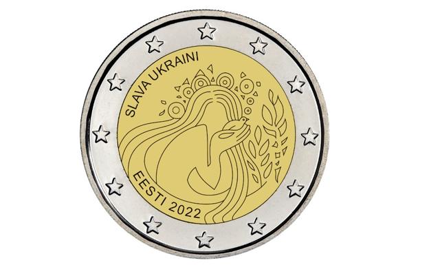 Moneda homenaje a Ucrania acuñada en Estonia.