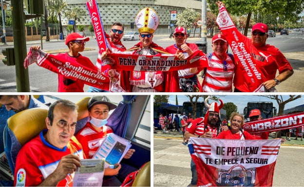Imágenes del desplazamiento masivo de aficionados a Sevilla. 
