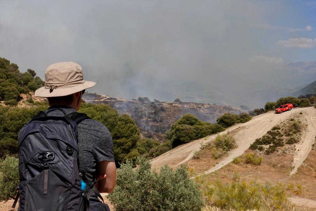 El fuego se ha originado en una zona cercana a viviendas y la Abadía del Sacromonte