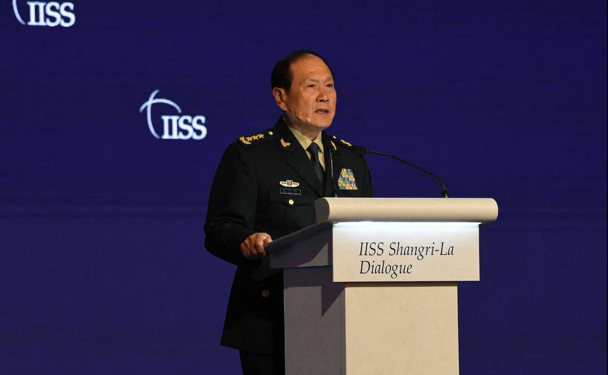 Wei Fenghe, ministro de Defensa chino, en un foro de Singapur. 