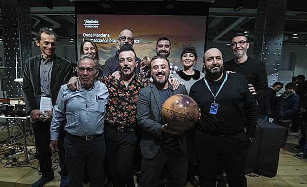 Con el equipo de Catástrofe Ultravioleta, en la grabación de Onda Marciana.
