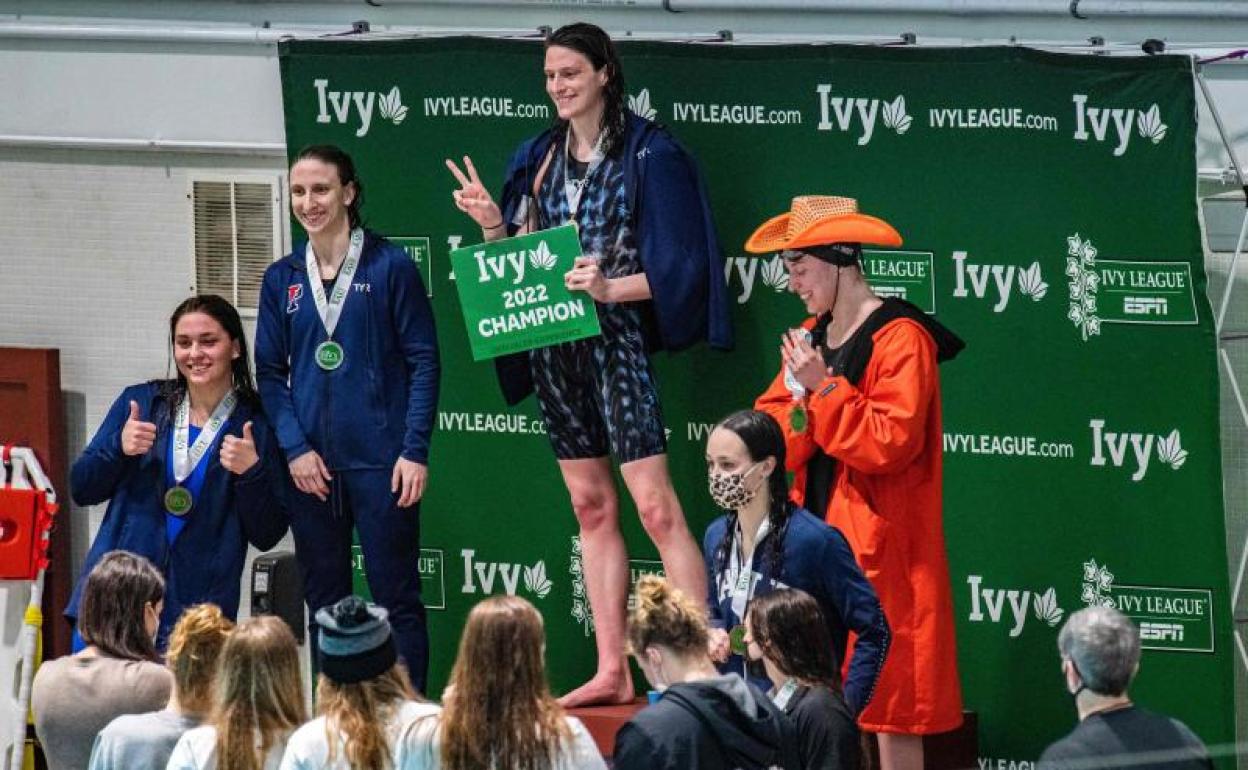 Lia Thomas, el pasado 20 de febrero tras ganar una prueba femenina de 500 yardas. 