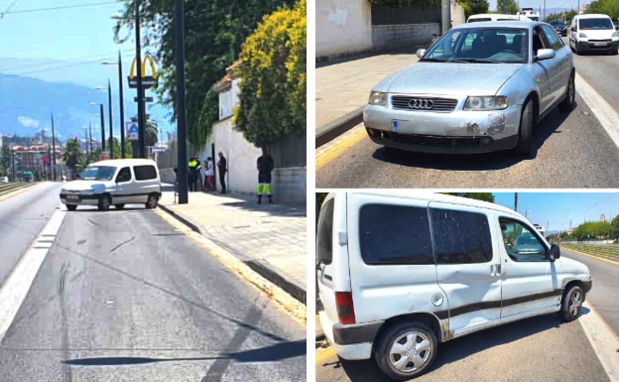 Los vehículos accidentados.