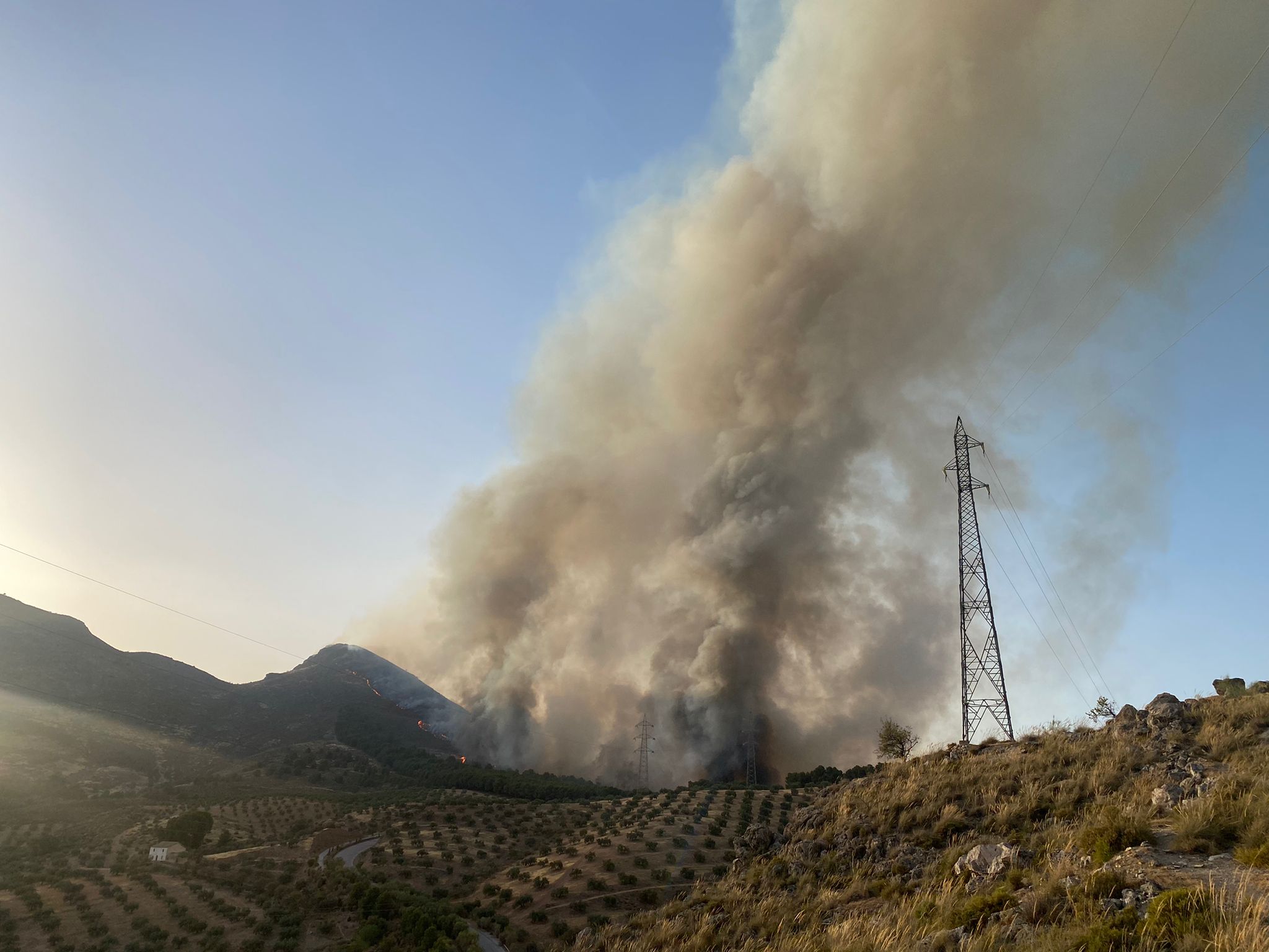 El fuego avanza por el área metropolitana de Granada.