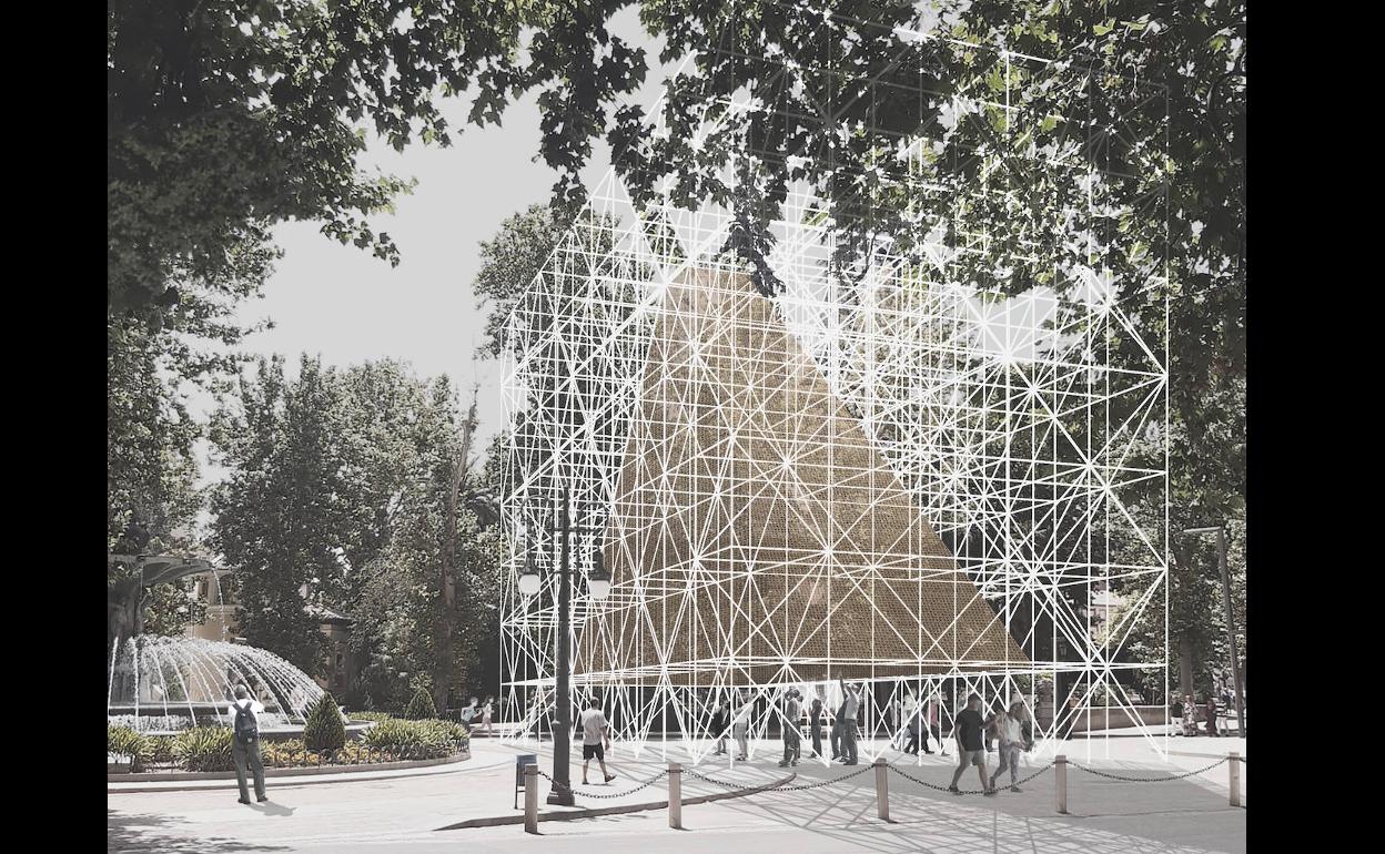 Recreación del aspecto externo de 'Aire' en la plaza del Humilladero. 