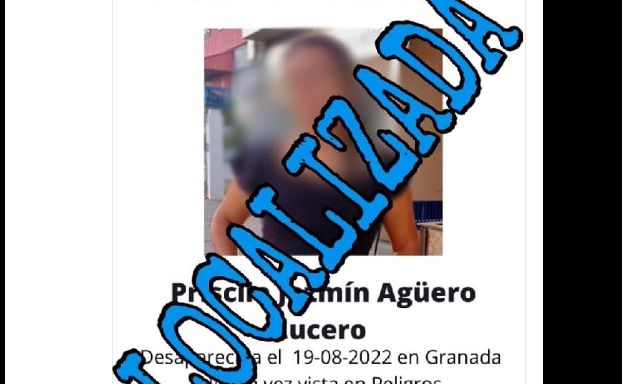 Joven desaparecida este lunes. 