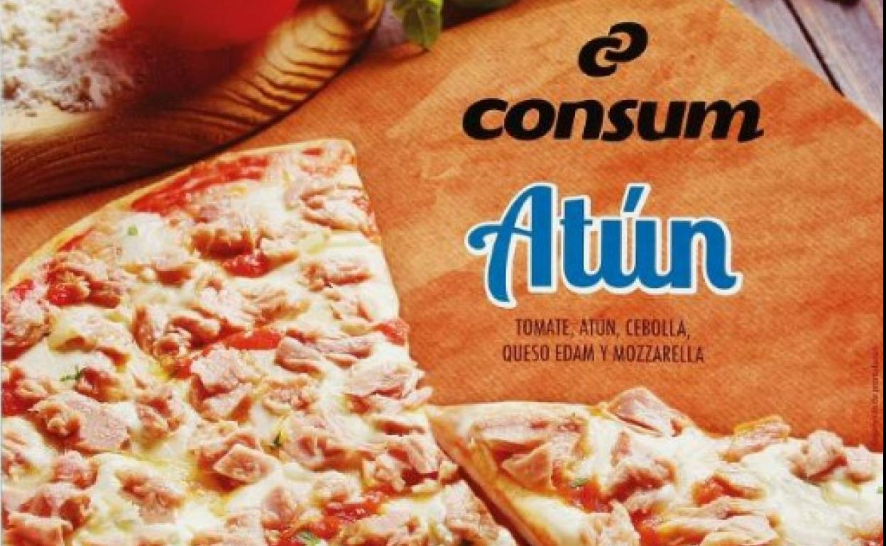 Así son las cajas de pizzas congeladas de Consum afectadas por la alerta relativa a la presencia de histamina. 