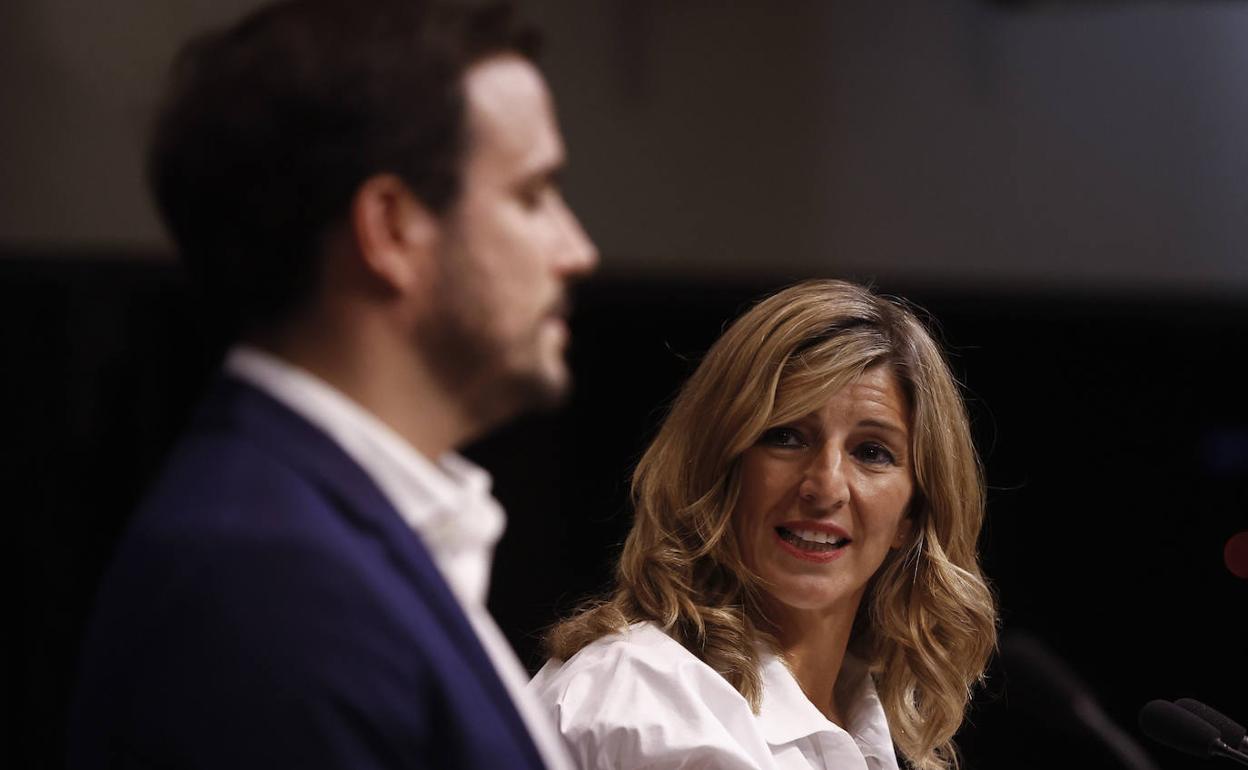 Los ministros Yolanda Díaz y Alberto Garzón.