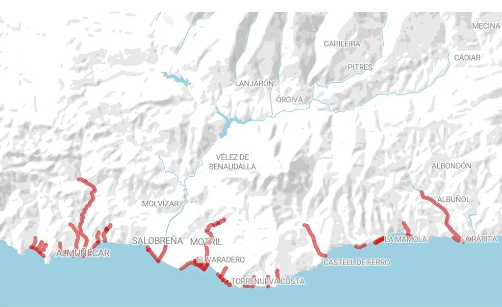 Estas son las 30 zonas de riesgo de inundación de la Costa de Granada