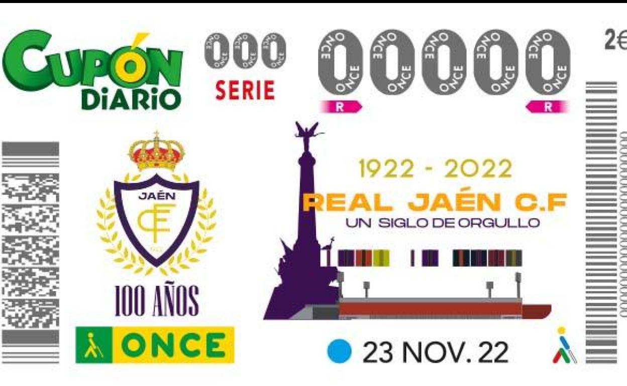 Cupón del próximo miércoles, dedicado al centenario del Real Jaén. 