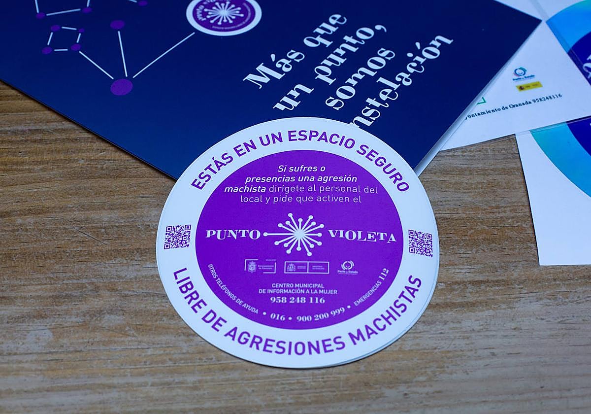 Pegatina de la campaña contra las agresiones machistas y sexuales impulsada por el Ayuntamiento de Granada.