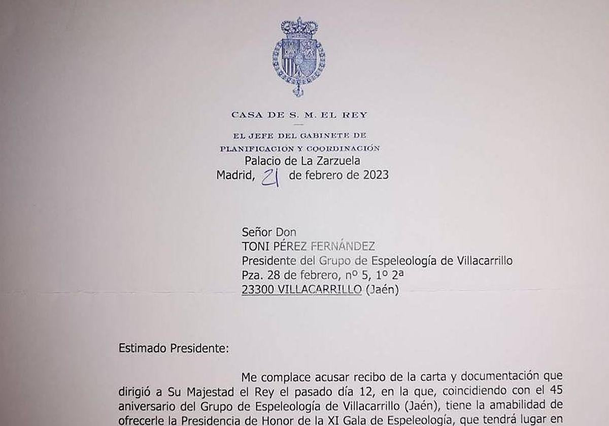 Parte de la carta de respuesta de la Casa Real.