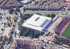 Las cubiertas del Palacio de Deportes en una vista aérea.