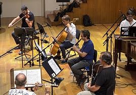 Un momento de la grabación.