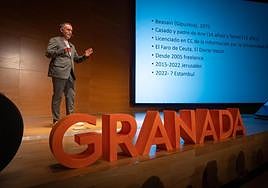Mikel Ayestarán durante su intervención en los premios GENIO