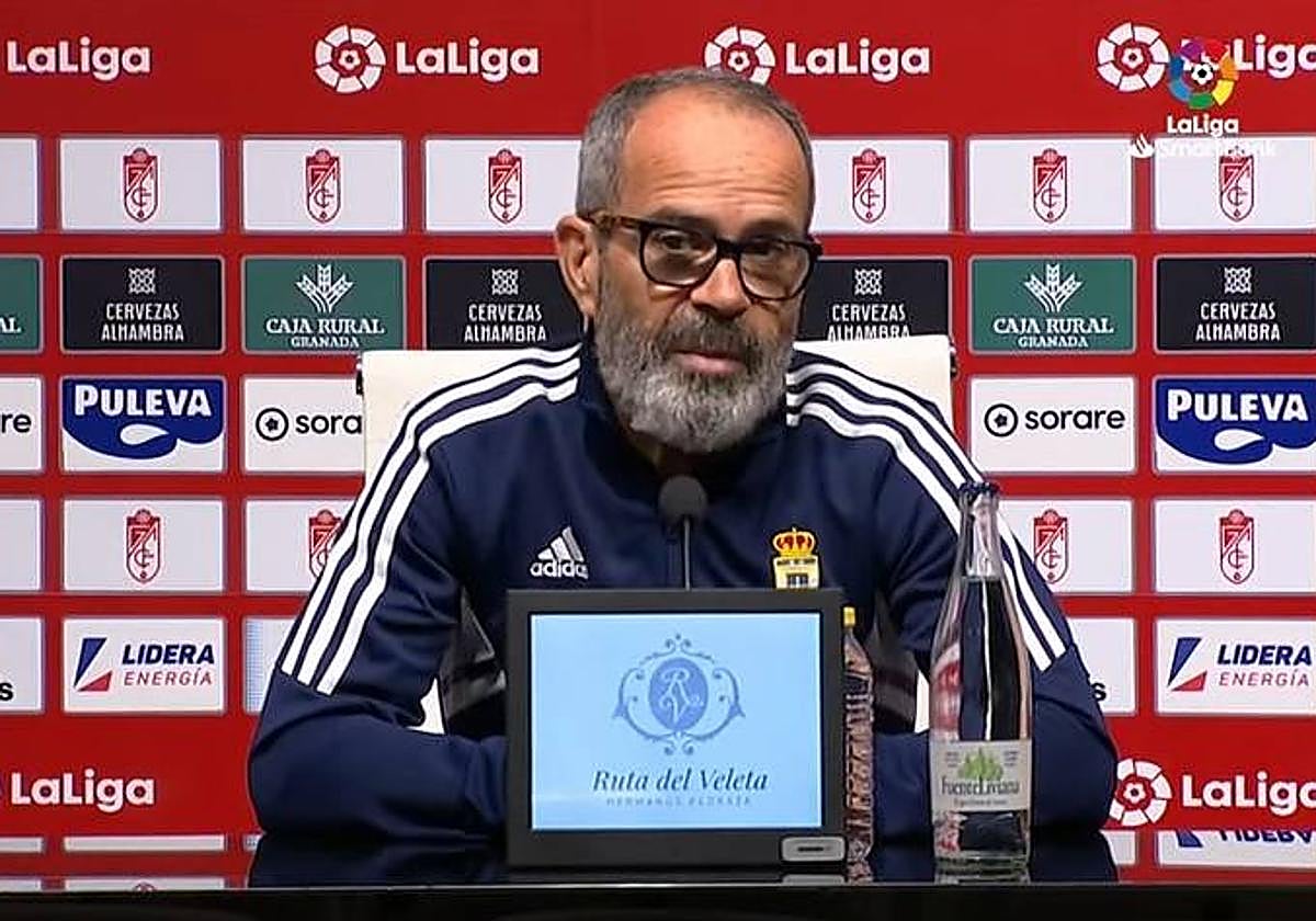 Álvaro Cervera, durante su comparecencia de prensa después del partido.