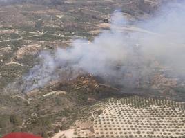 Imagen del Infoca del incendio declarado ayer en un paraje de Albuñuelas.