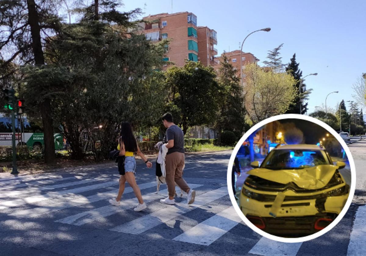 Estado en el que quedó el turismo tras el atropello y zona donde ocurrió el accidente mortal.