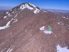 Zona del Mulhacén, señalada en círculo, donde apareció el finado la pasada semana.