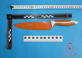 Cuchillo encontrado por la Policía Nacional.
