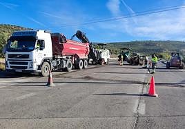 Obras en la carrera autonómica que da acceso a la localidad de Begíjar.