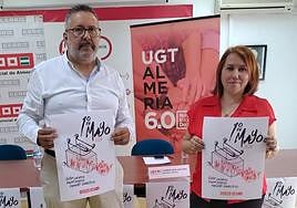 Antonio Valdivieso y Carmen Vidal, secretarios generales de CC OO y UGT en Almería, respectivamente.