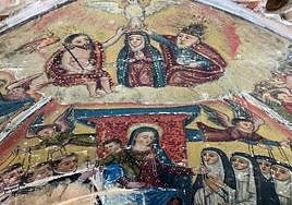 Retablo que está siendo restaurado en la Iglesia de la Consolación.